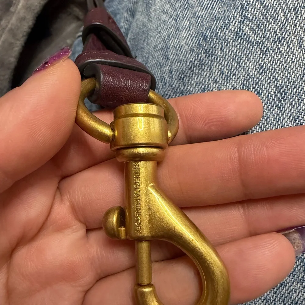 Rebecca Minkoff Darren Top Zip Shoulder Bag  Oxblood 100% Genuine Leather Gold - Picture 11 of 16